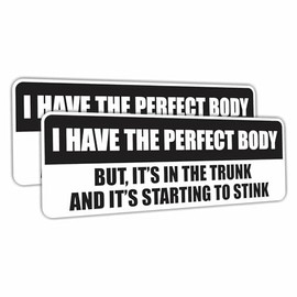 (2 Pcs) I Have The Perfect Body Funny Bumper Sticker Vinyl Car Decal Prank Joke Gag