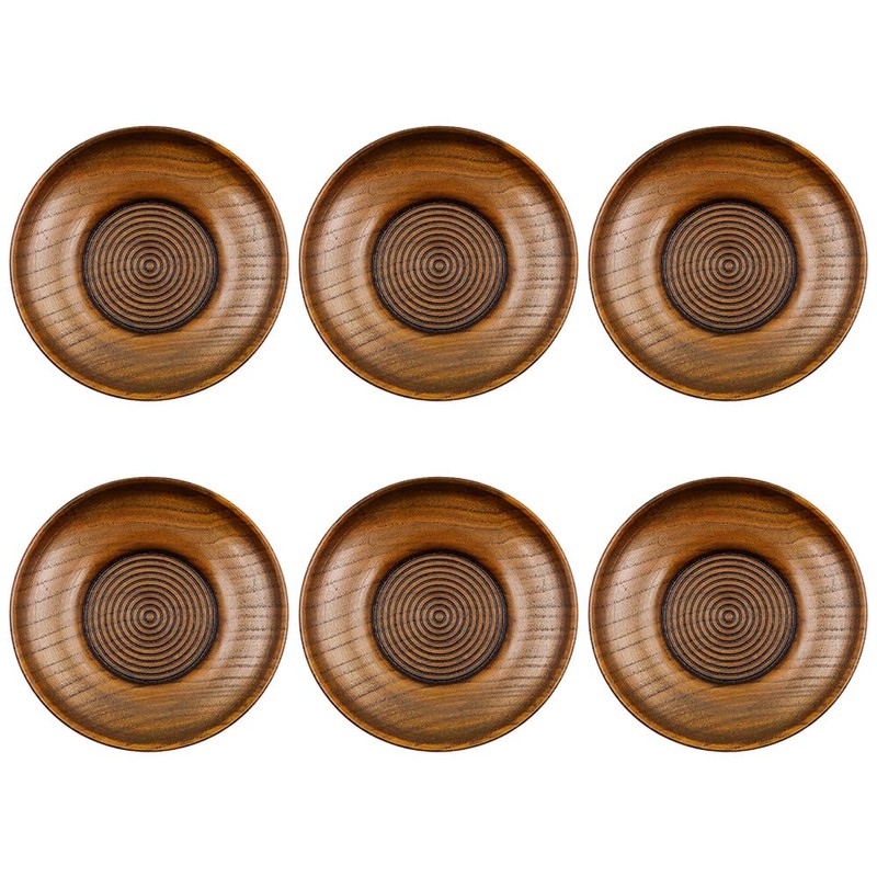 ZONADAH 6 PCS Wooden Coasters Wood Fruit Decorative Plate Round