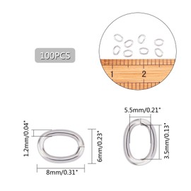 UNICRAFTALE 100pcs 16 Gauge Oval Jumps Rings Close but Unsoldered O Rings Stainless Steel Jump Rings Connectors for DIY Jewelry Making Stainless Steel Color