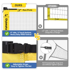 Olybeaka Outdoor Badminton Set 20 ft with Net for Backyard Lawn Beach, Portable Badminton Net Set System with 4 Carbon Aluminum Rackets and 3 Birdies and Carrying Bag for Kids + Adults (Yellow)