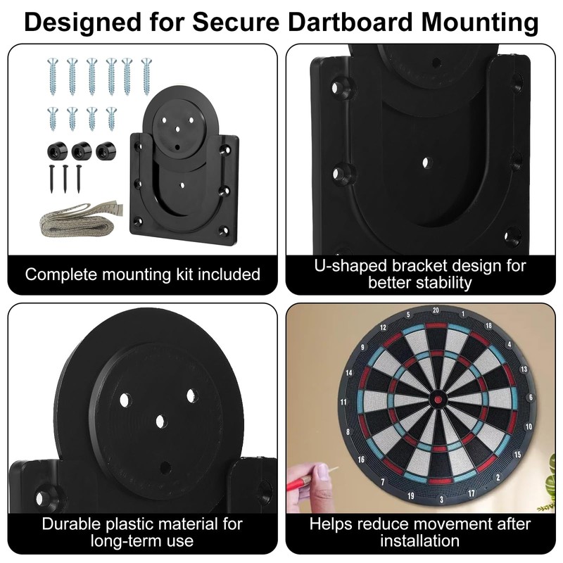 Dart Board Bracket Kit, Black Dartboard Wall Mount Set with