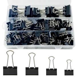 170 Pcs Binder Clips Assorted Sizes, Black Large, Medium, Small Binder Paper Clips for Office Supplies, Home, School,Business Document Organizing（Black）
