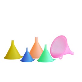 Mirenlife 5 Sizes Candy Colors Plastic Funnel Set for General Purpose, Lab Car Kitchen Home Tools, Liquids Dry Goods