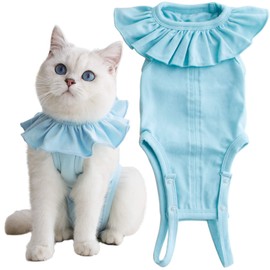 Cat Recovery Suit for Abdominal Wounds and Skin Diseases, Breathable Surgical Recovery Shirt After Surgery Wear Anti Licking Wounds,E-Collar Alternative for Cats Pet Kitten(RSC01-green-l)