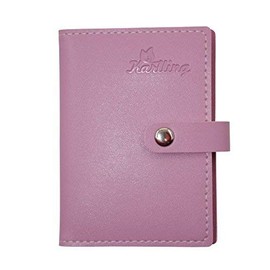 Karlling credit card holder wallet for women/man soft leather business card holder card case organizer bag with 20 card sleeves inside(Pink)