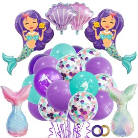 Mermaid Balloons 26 PCS, Mermaid Decorations for Mermaid Birthday Party Decorations Party Supplies