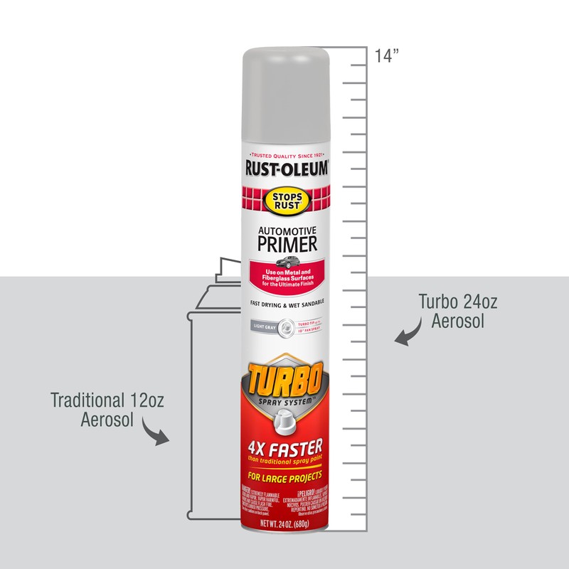 Rust-Oleum 393379 Stops Rust Turbo Automotive Primer Spray, 24 oz,