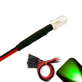 5mm 9v Pre-Wired Pure Green LED - Ultra Bright (7v, 8v, 9v) (Pack of 10)