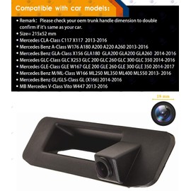 HD 1280 x 720p Parking Aid Camera Integrated in Boot Night Vision Reversing Camera for MB Mercedes Vito W447 ML Class ML W166 2013-2015, W176 A180 A200 A260, GLA GLC GLE CLA C117 GL X166
