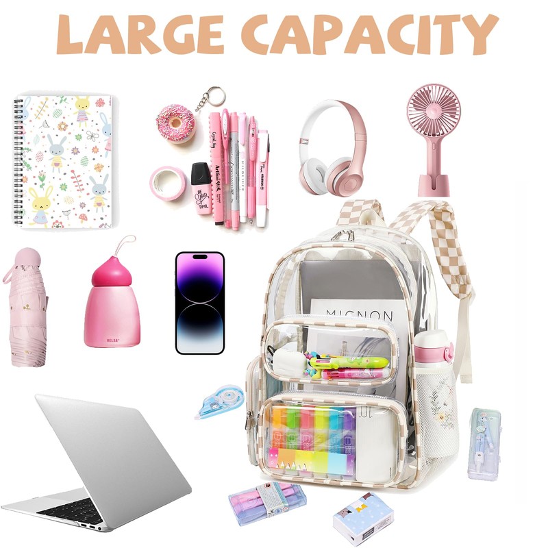 CAMTOP Clear Backpack Heavy Duty Transparent Bag See Through BookBag