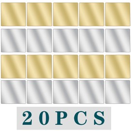 KMOSPAD 20pcs Adhesive Craft Mirrors Square Shatterproof Sheet Small Mirror Tiles Flexible Self Adhesive Acrylic Mirror Wall Stickers for Crafts Home Wall Decor, 2 Colors, 2.5 cm x 2.5 cm