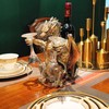 HEINBOW Steampunk Dragon Wine Bottle Wine Holder Statue with Two