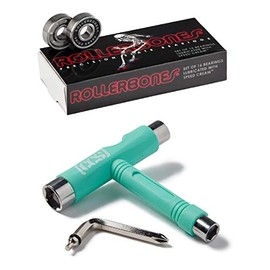 RollerBones Bones Roller Bones Skate Bearings with CCS Skate Tool (Rollerbones W/Mint Green CCS Skate Tool)