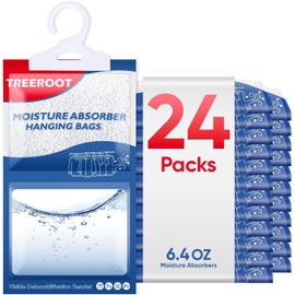 Treeroot 24 Pack Moisture Absorber for Closet, 6.4 oz Dehumidifier Bags | Hanging Humidity Absorber Bags for Wardrobes, Kitchens, Bathrooms and Laundry,