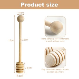 Dzmuero Wooden Honey Spoon, Pack of 6 Honey Spoons, Honey Spiral, Honey Stick, Honey Spiral, Dispenser for Wedding, Birthday, Baby Shower, Christmas Party