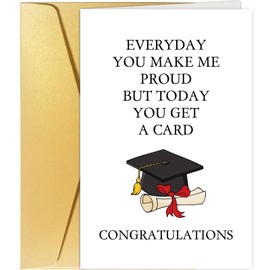 Spercy Funny Graduation Gifts for Daughter Son, Make Me Proud Congratulations Card, No Cap Graduation Card