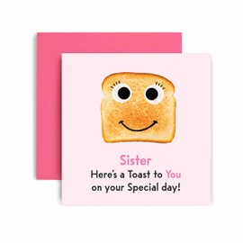 Huxters Birthday Cards for Women – Special Toast to Sister Happy Birthday Card - Birthday Card for Sister with Lovely Pink Envelope – Funny Birthday Card (Sister)