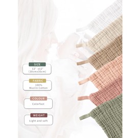 Konssy 6 Pack Baby Muslin Washcloths for Unisex 100% Cotton Wash Cloth Set for Baby Face Body Comfy and Soft for Newborn Infants Kids Girls and Boys