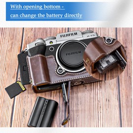 Fuji XT5 Funda, MUZIRI KINOKOO Funda protectora compatible con cámara Fuji XT5/X-T5 - Funda de piel sintética con parte inferior de cuerpo - Café