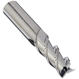 YG-1 28593 Carbide Alu-Power End Mill, 3 Flute, 45 Degree Helix, Regular Length, Square, Uncoated Finish, 3" Length, 1/2"