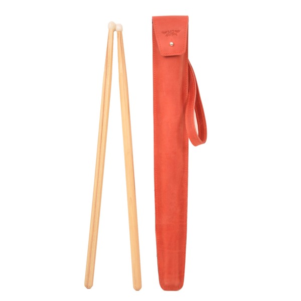 Genuine leather drumstick pouch with a button stud closure, gift