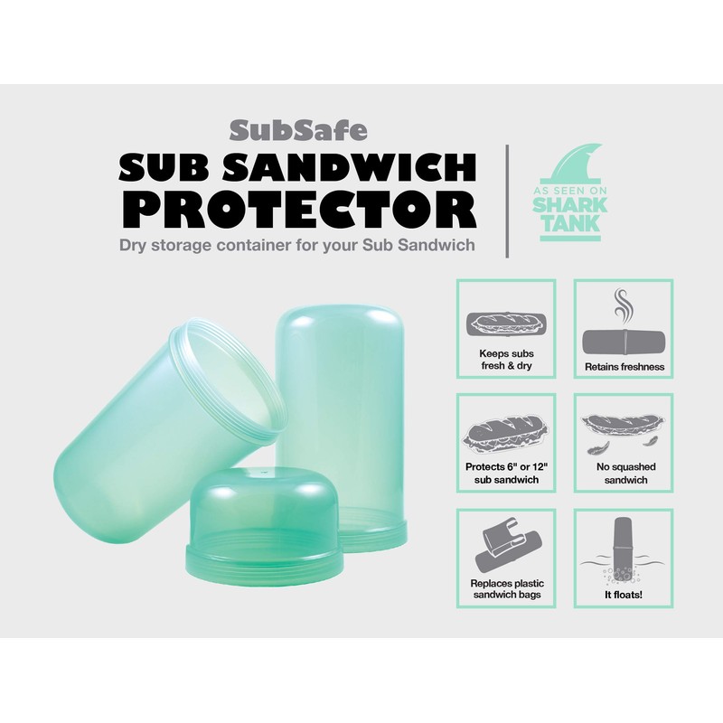SubSafe Sub Sandwich Plastic Container for Coolers (Seafoam Green)