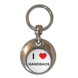 BadgeBeast.co.uk I Love Heart Handbags - Chrome Round Double Sided Key Ring