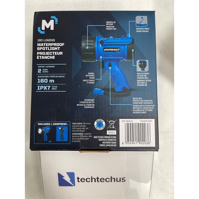 Mastercraft 180-Lumen Handheld Waterproof Spotlight