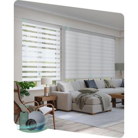 Yoolax Motorized Blinds with Remote, Electric Zebra Blinds for Indoor Windows, Blackout Smart Blinds with Voice Control, Compatible with Alexa Google Home, APP Control, 22" W x 72" H, White