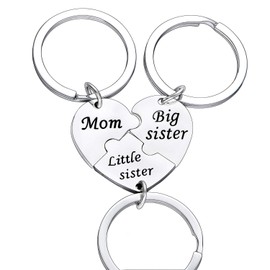 BESPMOSP 3PC Mom Big Sis Little Sis Keychain Mum Daughters Keyring Mother's Day Gifts Best Friend Jewellery