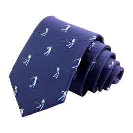 DB Dickie Bow Classic Navy Blue Woven Print Neck Tie (Swinging Golfer) - suitable for formalwear, office, parties, gifts