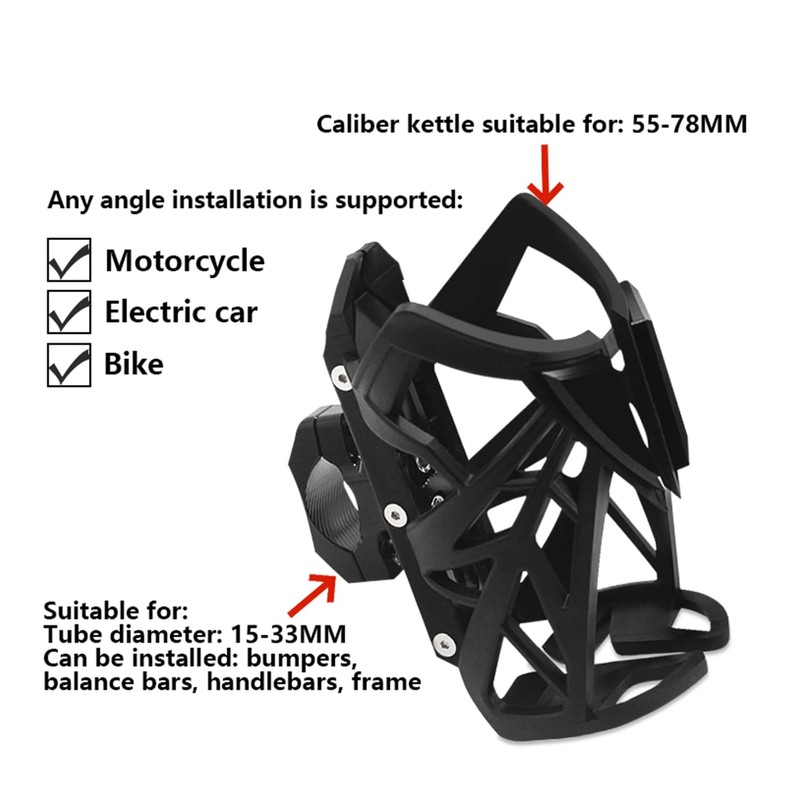 Motorcycle Water Bottle Drink Cup Holder Bracket Handlebar for 55-78mm