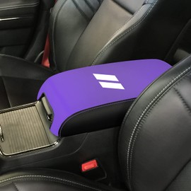 XYHGM Car Center Console Armrest Cover for 2022 2023 Dodge Charger 2011-2021/for Chrysler 300 2011-2022 2023 Leather Anti-Scratch Central Box Lid Protector Cushion Interior Accessories-Purple+Black
