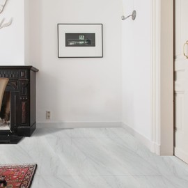 Yipscazo Peel and Stick Floor Tile 32 Sq.Ft Coverage 32-Pack Ivory White 12" x 12" Vinyl Floor Tiles Self Adhesive Waterproof Perfect for DIY Projects