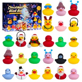 Christmas Advent Calendar 2024-24PCS Christmas Countdown Calendar Rubber Ducks for Boys Girls Xmas Gift, Surprise Blind Box Christmas Party Favors (Duck-#2)