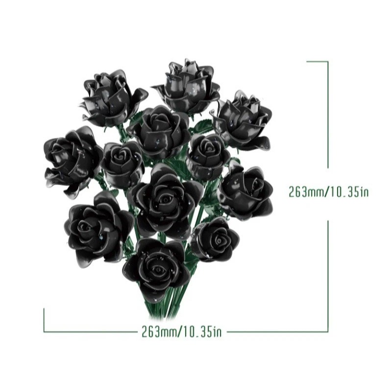 Free Tribe Black Rose Bouquet Building Set - Botanical Collection