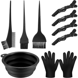 VARHHUXHA Hair Dye Brush Set, 9 Pieces Hair Dyeing Accessories, Hair Dyeing Tool with Brush Comb, Colouring Brush, Hair Tinting Bowl, Hair Pins, Gloves, for Salon DIY Hair Dyeing Kit