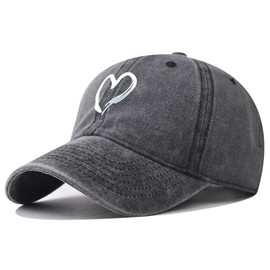 MAZELIKEHOOD Baseball Cap Adjustable Unisex Cotton Breathable Casual Sport Heart Sun Hat for Women Men Black