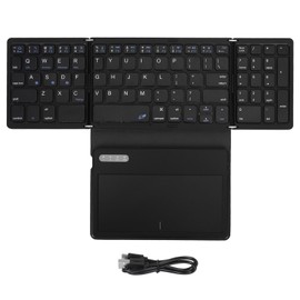 Foldable Bluetooth Keyboard Low Latency Bluetooth 5.1 Full Size Keyboard with Large Touchpad for IOS for Android for Windows