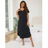 Women's Cotton Long Nightgown-Short Sleeves Nightshirt Comfy Maxi Sleep Shirts