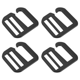 QUARKZMAN Pack of 4 26 mm / 1.02 Inch Metal G-Hook Strap Fasteners Adjustable Flat Tri-Glide Sliders for Backpack Strap Webbing Matte Black, dark grey