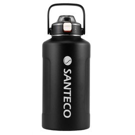SANTECO ERIE Water Bottle, Vacuum Insulated, Large Capacity, Thermos Flask, Cold Retention, 6.8 fl oz (1,900 ml), Includes Straw, Direct Drinking, Sports Drinks, Stylish, Wide Mouth, Stainless Steel