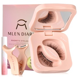 Mlen Diary Magnetic Eyelashes, No Glue, Reusable, Strong Magnet, Fluffy, Soft, Natural Bundle, 3D Texture, Thin Makeup, Popular, Lightweight, Exclusive Case, Waterproof, Sweatproof, Portable, Convenient, For Daily Use, Dating, Travel, Photography