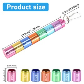 Portable Metal Weekly Pill Box Aluminum Alloy Pill Box Organiser 7 Day 1 Times a Day Waterproof Tablet Organiser w/Keyring, Carabiner, Small Objects Case for Outdoor Travel Camping,Colorful…