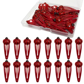 20 Pcs Ladybug Hair Clips - 5cm/1.96inch Animal Snap Barrettes, Miraculous Ladybug Decor, Cute Red Hair Pins, Girls & Women Hair Accessories
