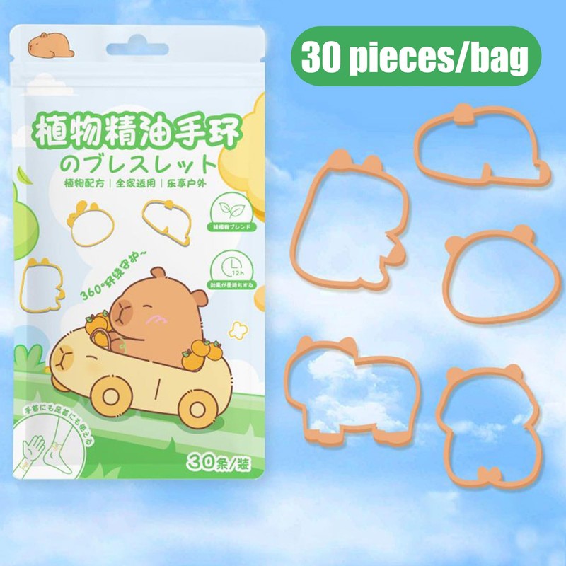 Fly Control Wristband,Capybara Theme Natural Oil Wristbands | 30X Natural
