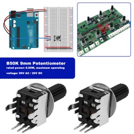 The Lord of the Tools 10pcs Logarithmic 9mm Potentiometer 50K Ohm 6mm Knurled Shaft 25mm Shaft Length for PCB or Panel Mount Use with Communication Equipment Consumer Goods