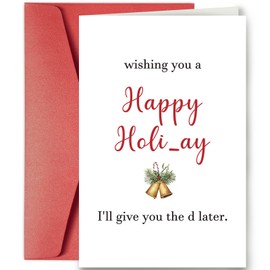 SuperShunhu Sleazy Christmas Card for Wife Girlfriend, Raunchy Christmas Card for Her Women, Cheeky Xmas Holiday Card, I’ll Give You the D Later