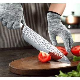 Numjot Cut Resistant Gloves,1 Pairs Food Grade Level 5 Protection, Safety Kitchen Cut Gloves for Oyster Shucking, Fish Fillet Processing, Mandolin Slicing, Meat Cutting and Wood Carving(Gray-Small)