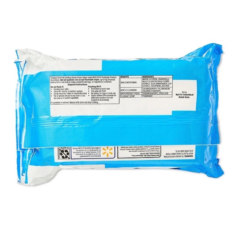 Equate Hypoallergenic Flushable Wet Wipes, Fresh Scent, 240 Wipes, 5